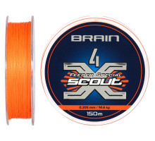 Шнур Brain Scout 4X 150m (fluoro Orange) 0.205mm 14.6kg
