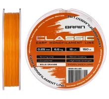 Волосінь Brain Classic Carp Line (solid orange) 150m 0.25mm 15lb 6.6kg