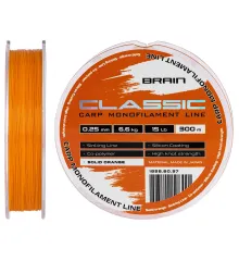 Леска Brain Classic Carp Line (solid orange) 300m 0.25mm 15lb 6.6kg 1858.80.97