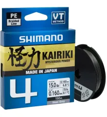 Шнур Shimano Kairiki 4 PE (Steel Gray) 150m 0.16mm 8.1kg