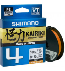 Шнур Shimano Kairiki 4 PE (Hi-Vis Orange) 150m 0.06mm 4.4kg