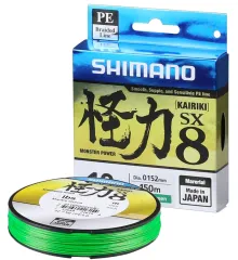 Шнур Shimano Kairiki SX8 PE (Mantis Green) 150m 0.07mm 4.5kg