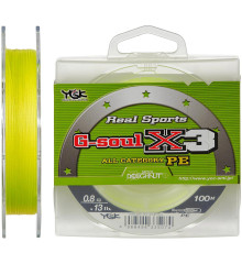 Шнур YGK G-soul X3 - 100m 0.165mm #1/16lb 7.3kg ц:светло-жёлтый
