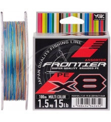 Шнур YGK Frontier X8 100m (мультиколор) #0.8/0.148mm 8lb/3.6kg