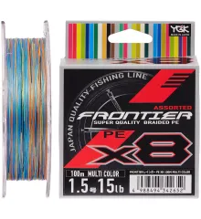 Шнур YGK Frontier X8 100m (мультиколор) #0.8/0.148mm 8lb/3.6kg