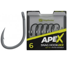 Крючок карповый RidgeMonkey Ape-X Snag Hook 2XX с бородкой #6 (10 шт/уп)