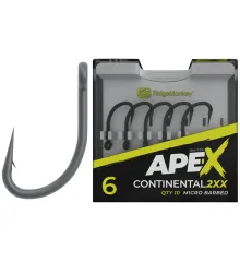 Крючок карповый RidgeMonkey Ape-X Continental 2XX с бородкой #4 (10 шт/уп)