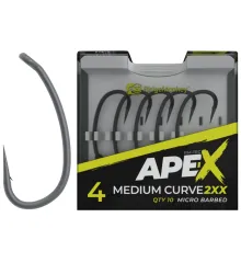 Крючок карповый RidgeMonkey Ape-X Medium Curve 2XX с бородкой #2 (10 шт/уп)