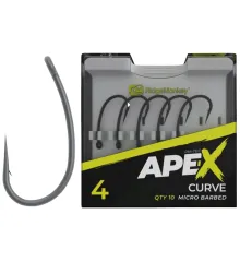 Крючок карповый RidgeMonkey Ape-X Curve с бородкой #6 (25 шт/уп)