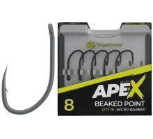 Крючок карповый RidgeMonkey Ape-X Beaked Point с бородкой #6 (25 шт/уп)