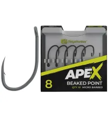 Крючок карповый RidgeMonkey Ape-X Beaked Point с бородкой #6 (25 шт/уп)