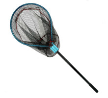 Landing net Breeze HY-GJ-L side, blue oval head 45 cm, black rubberized mesh, black handle 70 cm.