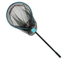 Landing net Breeze HY-GJ-L side, blue oval head 45 cm, black rubberized mesh, black handle 70 cm.