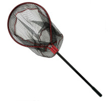 Landing net Breeze HY-GJ-H side, red oval head 45 cm, black rubberized mesh, black handle 70 cm.