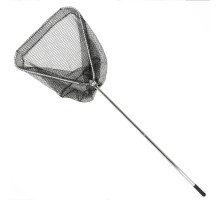 Landing net Breeze CS-270220-HD triangular 70 cm, large black rubberized mesh, round metal telescope.