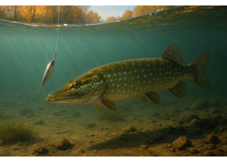 Fishing for pike in autumn
