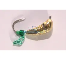 Tungsten jig Winter Star banana with a notch chain 4.0mm / 1.2g hook No. 12: gold / green