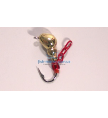 Mormyshka tungsten Winter Star ant eye chain 4.0mm / 0.76gr. hook number 14: gold / red