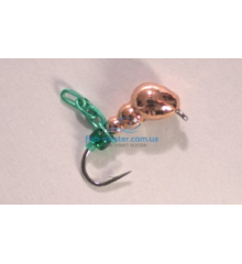 Mormyshka tungsten Winter Star ant eye chain 4.0mm / 0.76gr. hook number 14: copper / green