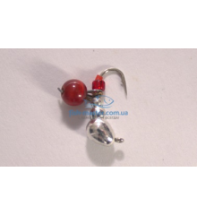 Mormyshka tungsten Winter Star ant eyelet hanger 4.0mm / 0.76gr. hook number 14: silver / red