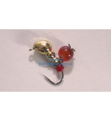 Mormyshka tungsten Winter Star ant eyelet hanger 4.0mm / 0.76gr. hook number 14: gold / red