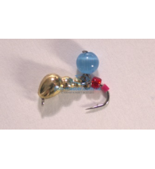 Mormyshka tungsten Winter Star ant eyelet hanger 4.0mm / 0.76gr. hook number 14: gold / blue