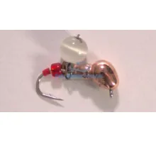 Mormyshka tungsten Winter Star ant eyelet hanger 4.0mm / 0.76gr. hook number 14: copper / white