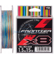 Шнур YGK Frontier X8 100m (мультіколор) #1.5/0.205mm 15lb/6.8kg